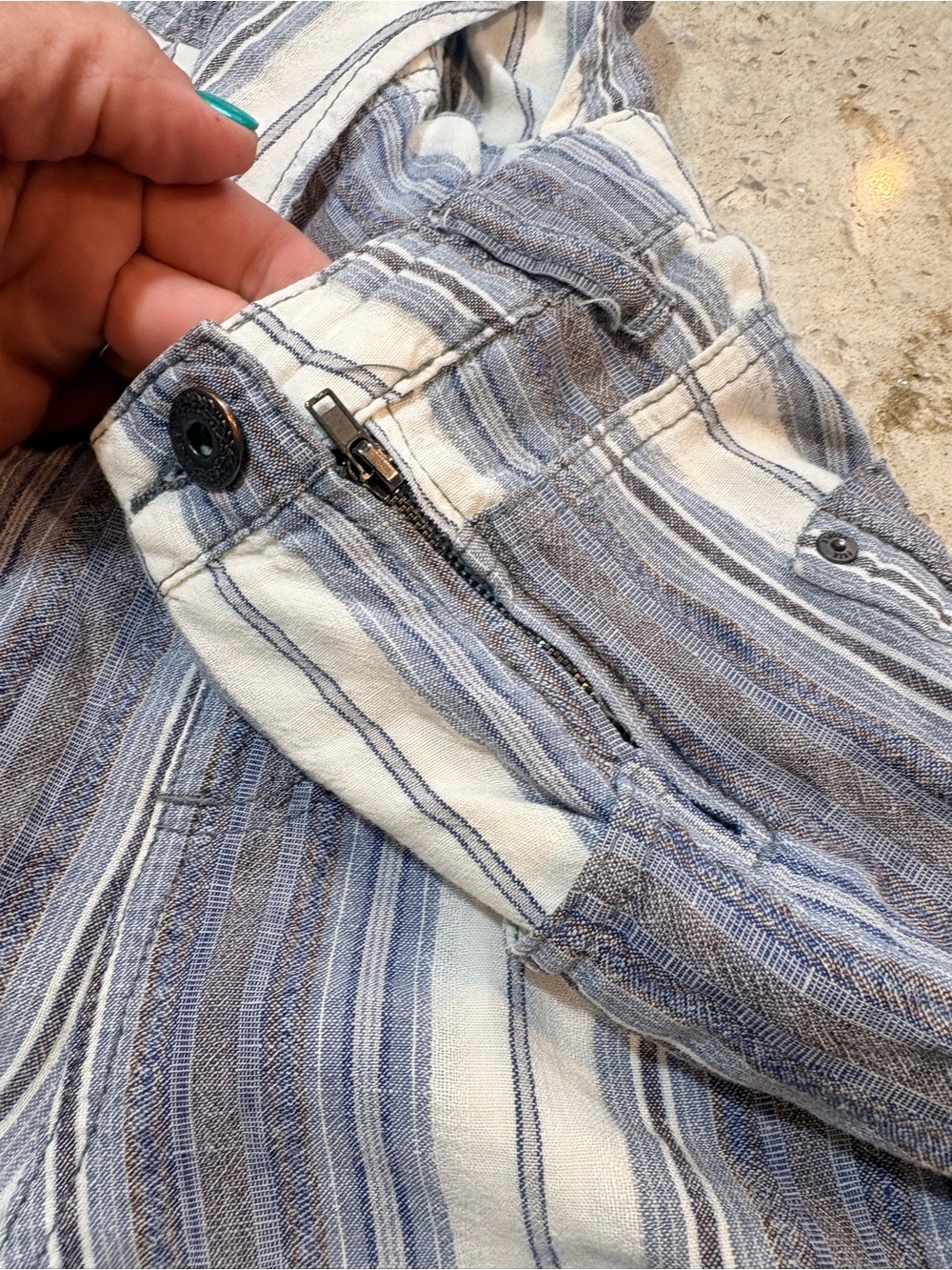 Free People Blue and White Striped Linen Romper - Picture 4 of 10
